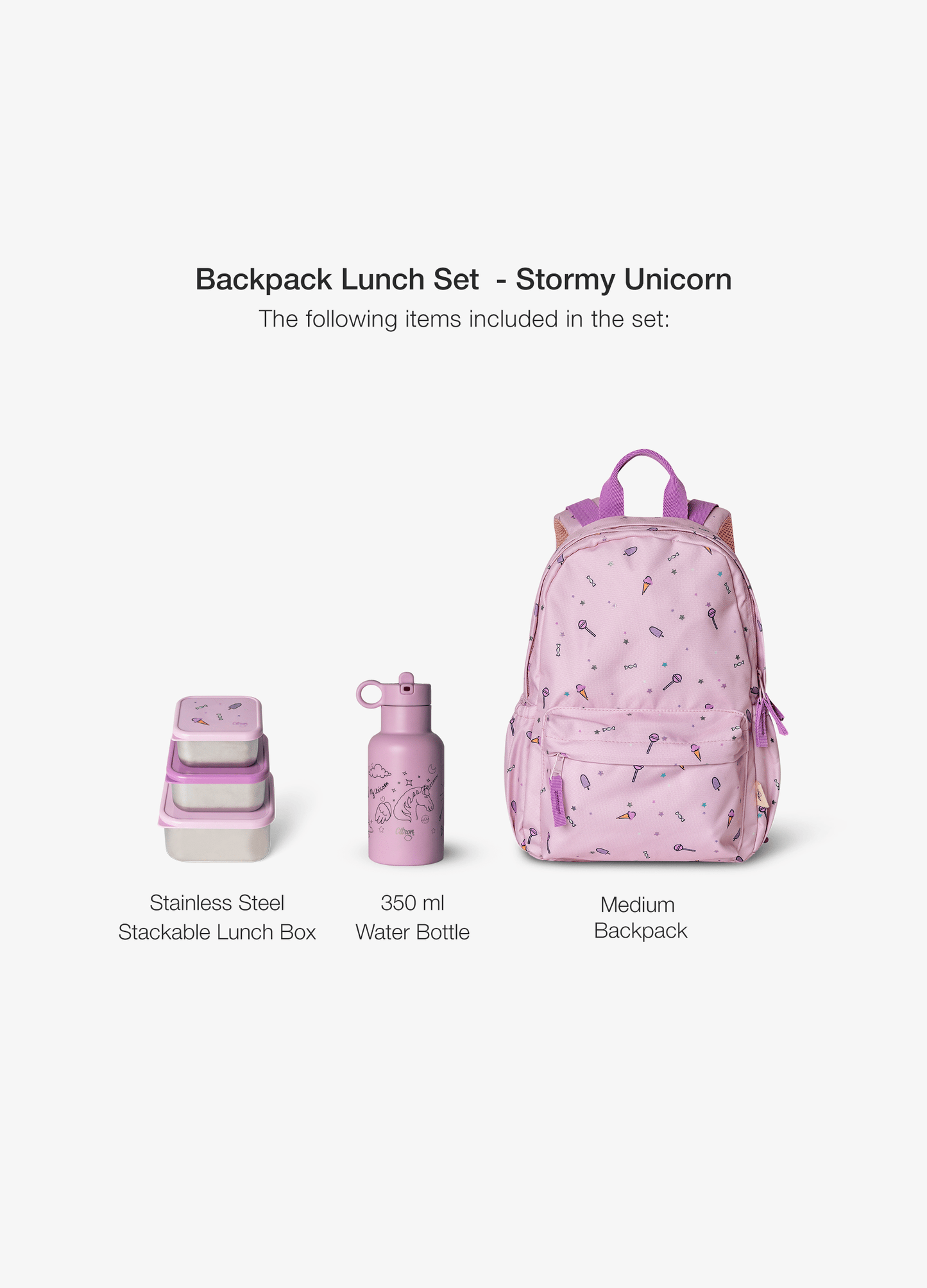 Backpack Lunch Set - Stormy Unicorn