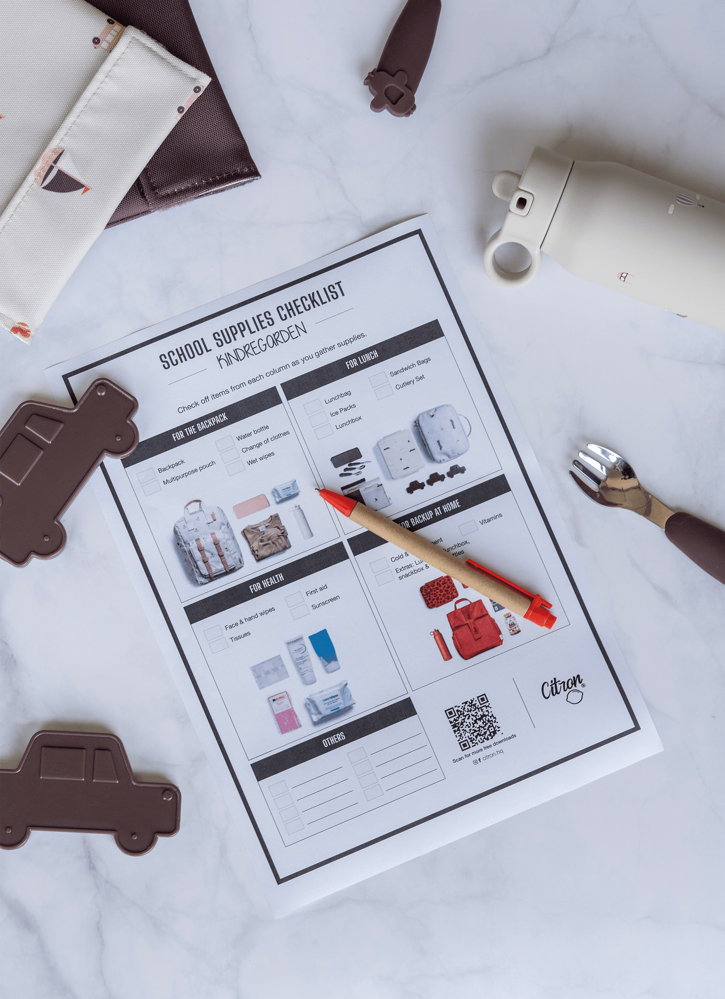School Supplies Checklist - Kindergarten - Free Downloads