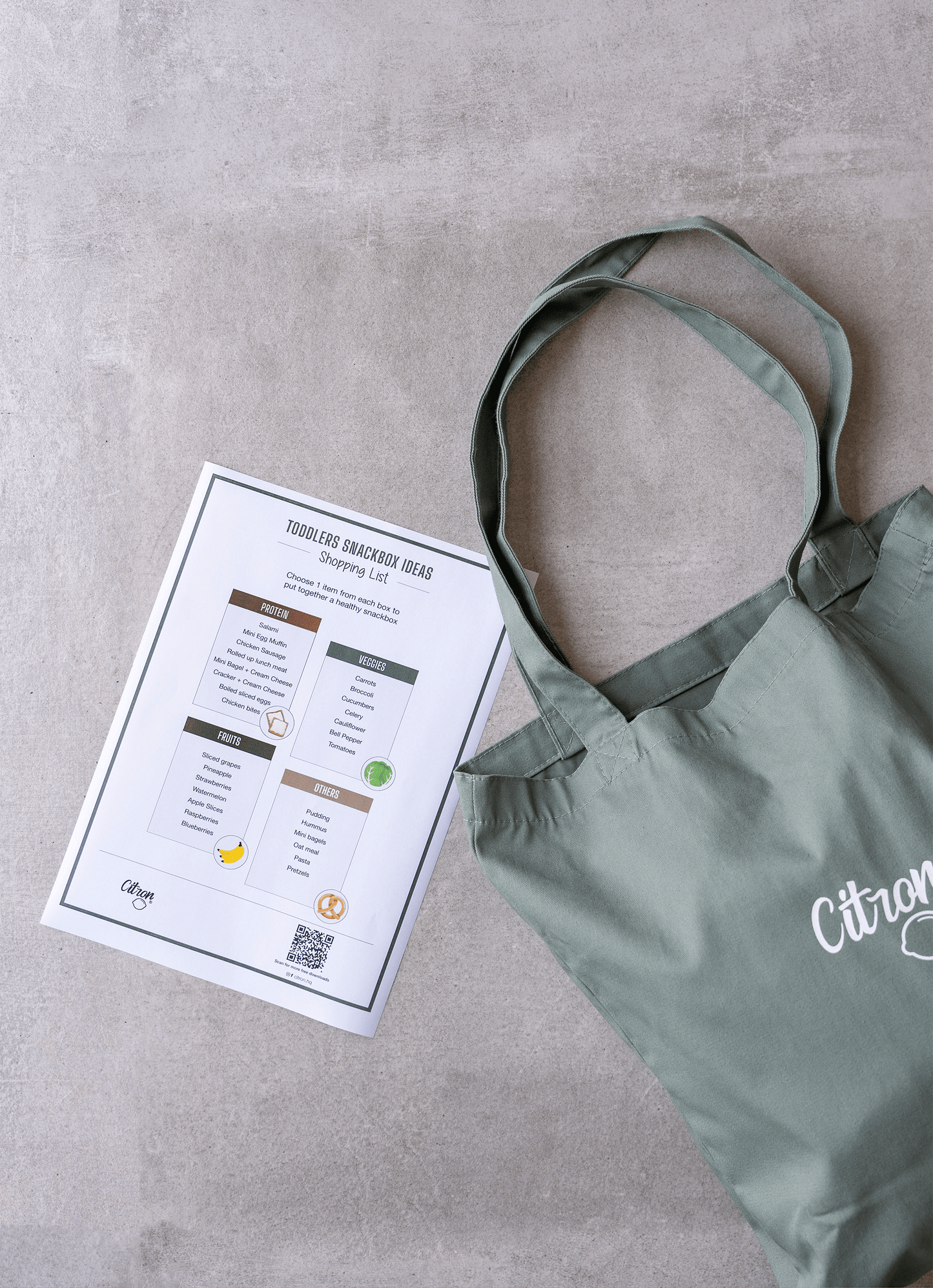 Snacks Shopping List - For Toddlers - Free Downloads