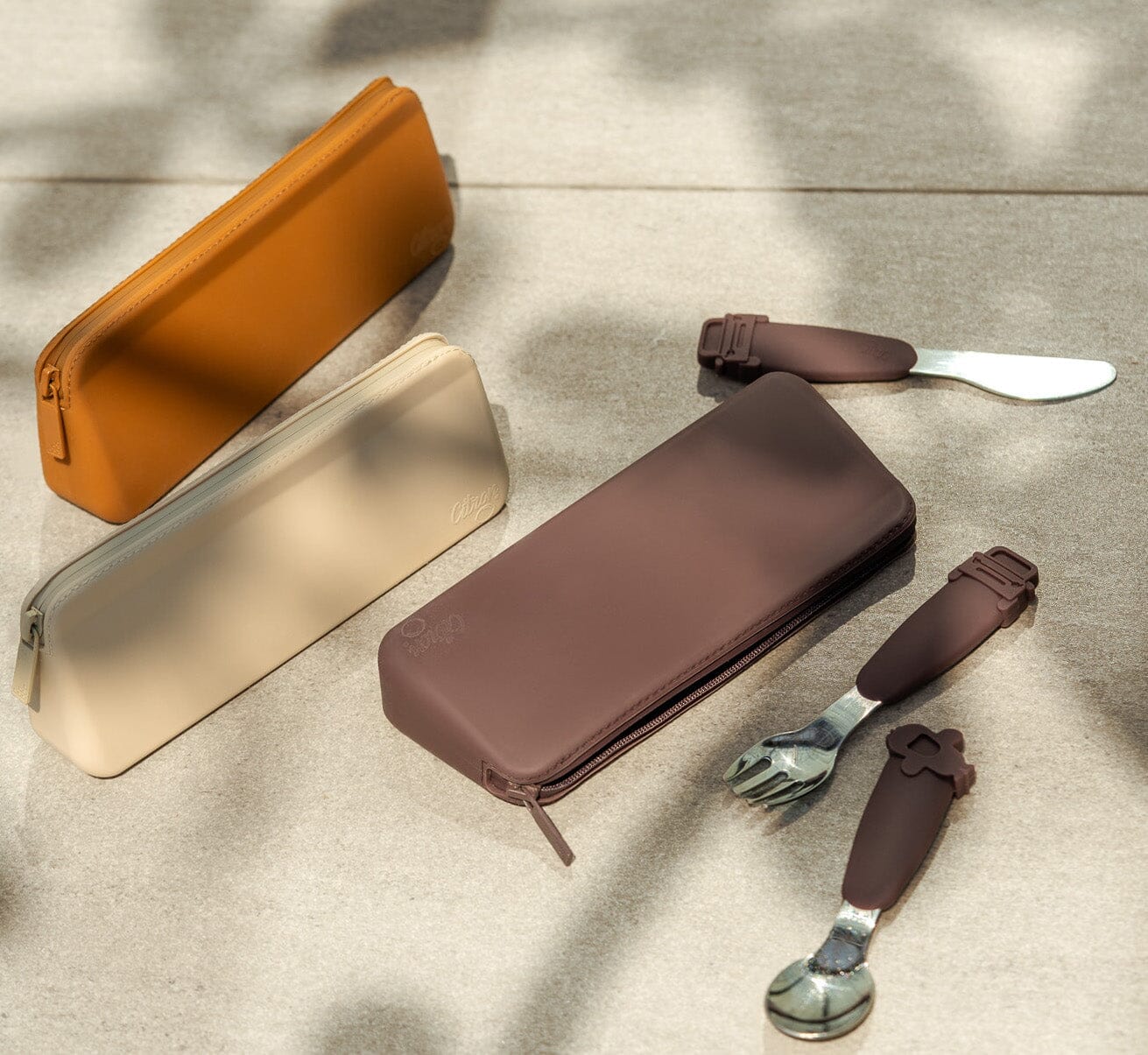 Silicone Cutlery Set with Pouch - Ballerina - Beige