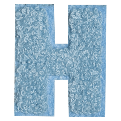 حرف "H" أزرق