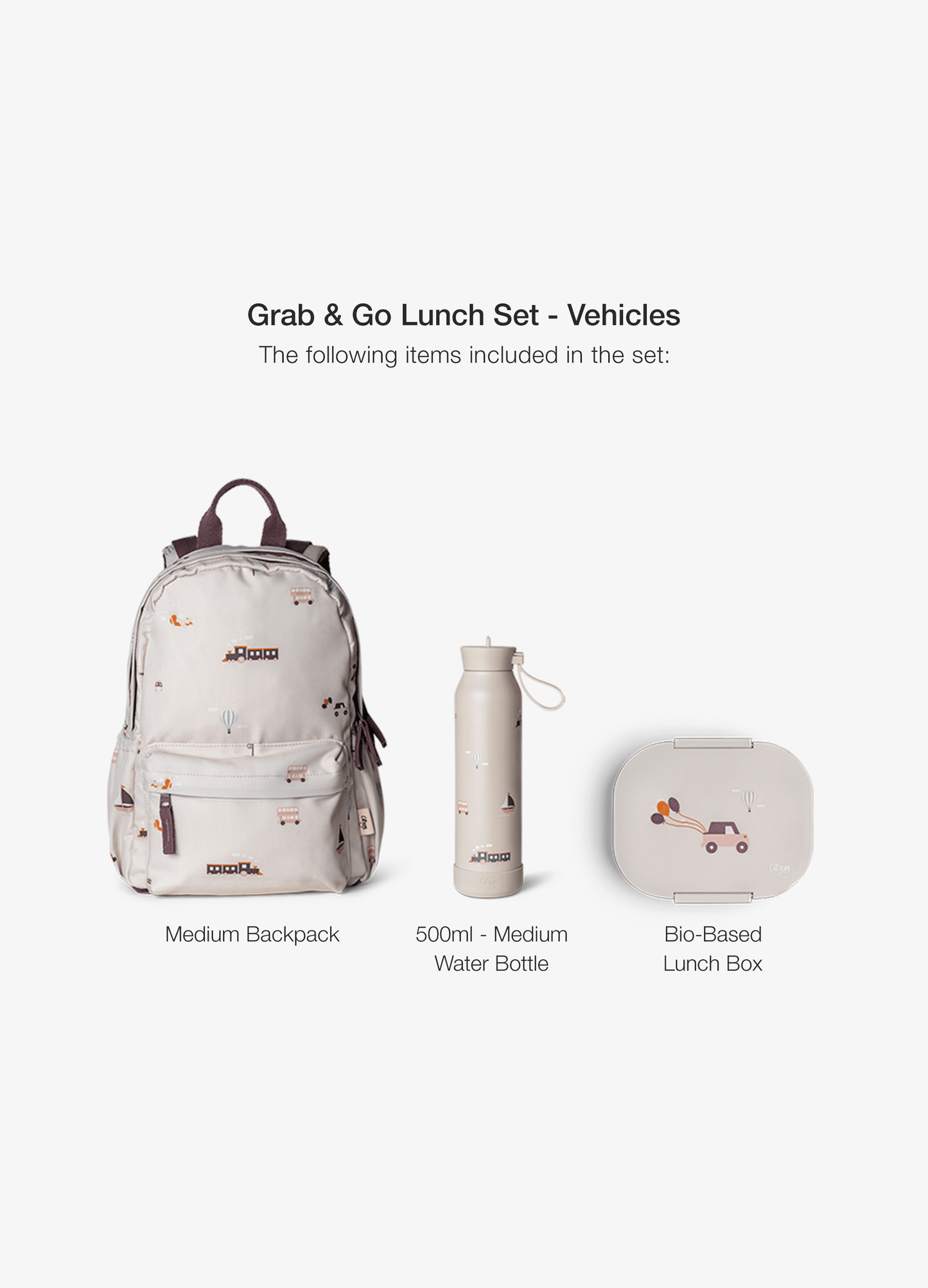 Grab & Go Lunch Set - Set of 3 - Vehicles
