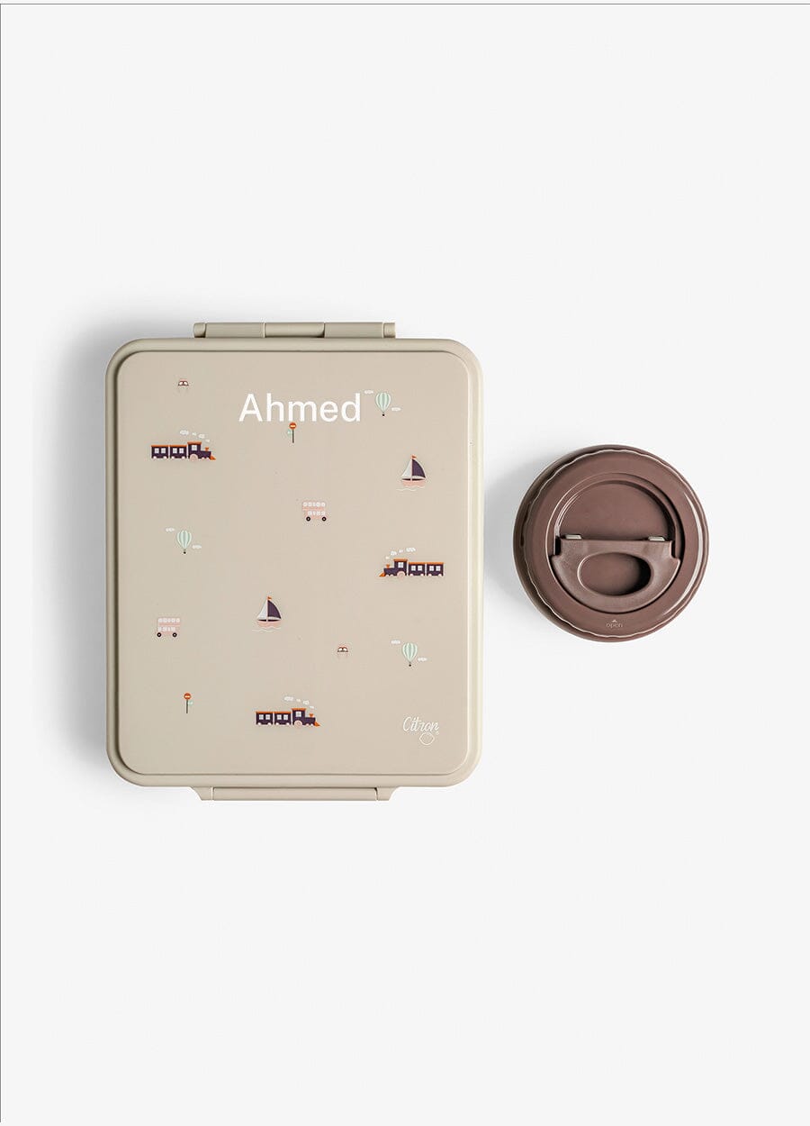 Grand Lunch Box - 4 Compartments - Vehicles + Food Jar