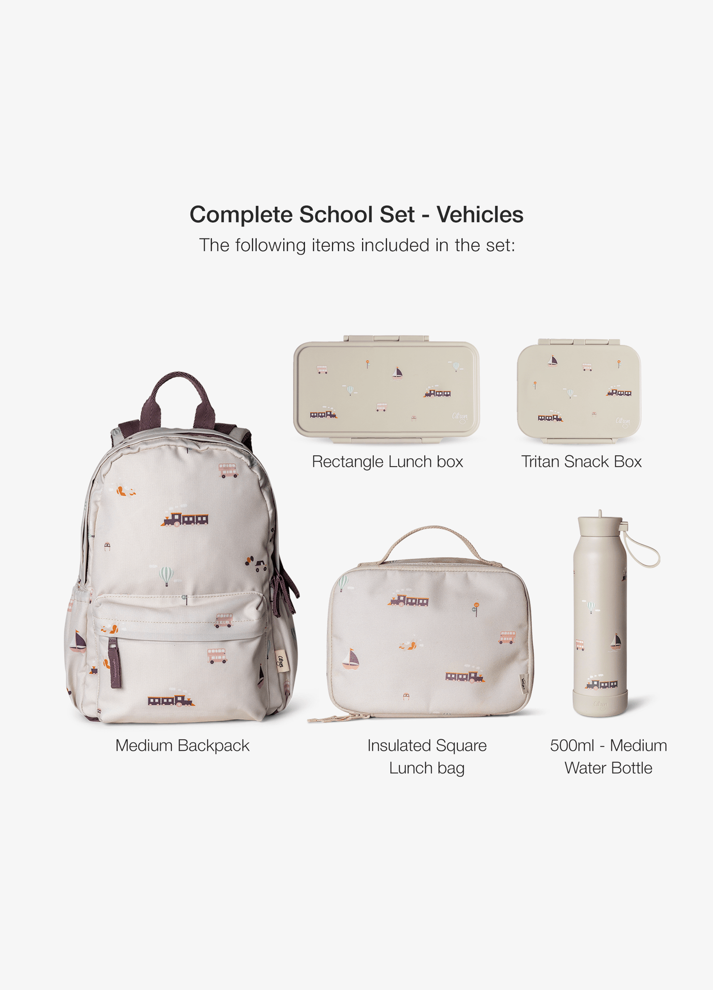 Complete School Set - Set of 5 - Vehicles