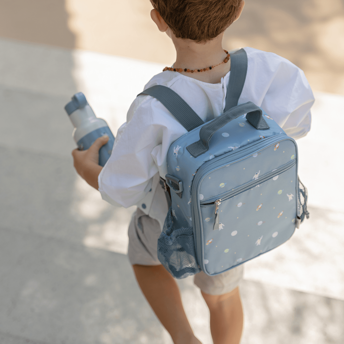 Insulated Lunch Bag Backpack - Spaceship Dusty Blue