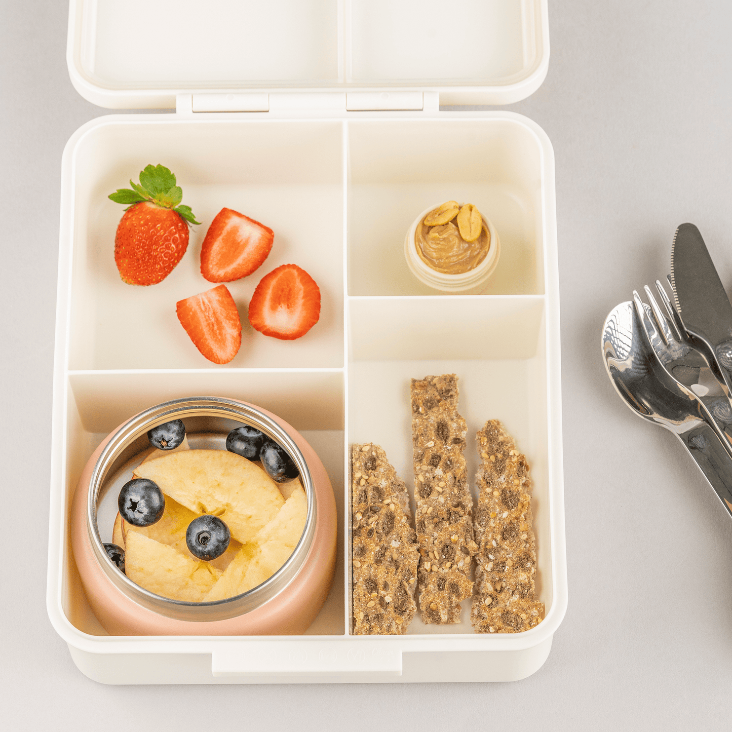 Grand Lunch Box - 4 Compartments - Cherry + Food Jar