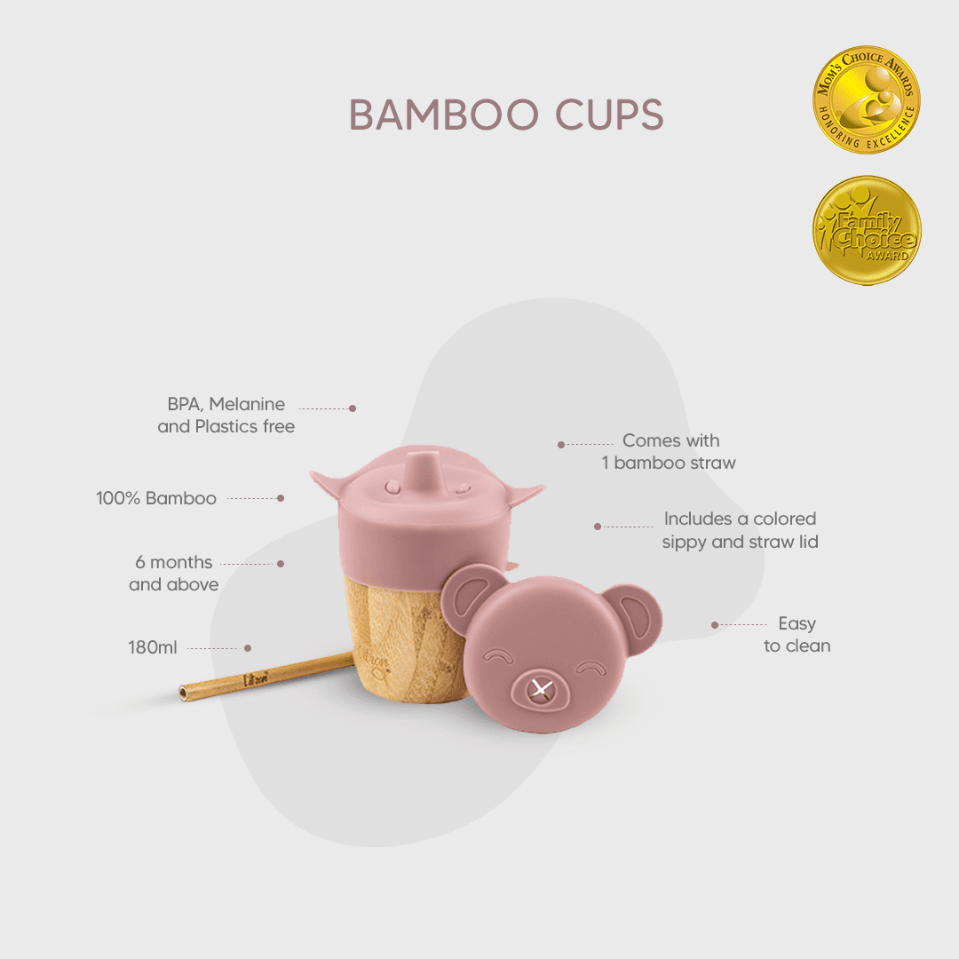 Citron Dubai Bamboo Cup With Blush Pink Lid And Straw