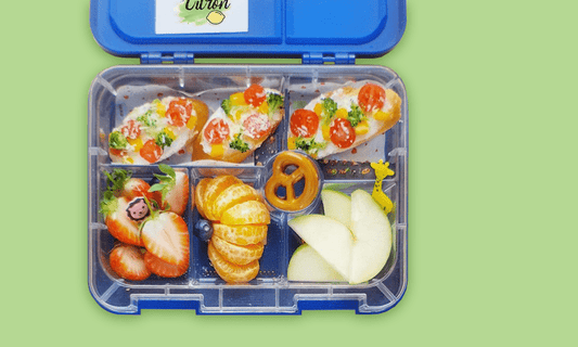 Mini Bruschettas, Pretzels and Fruits