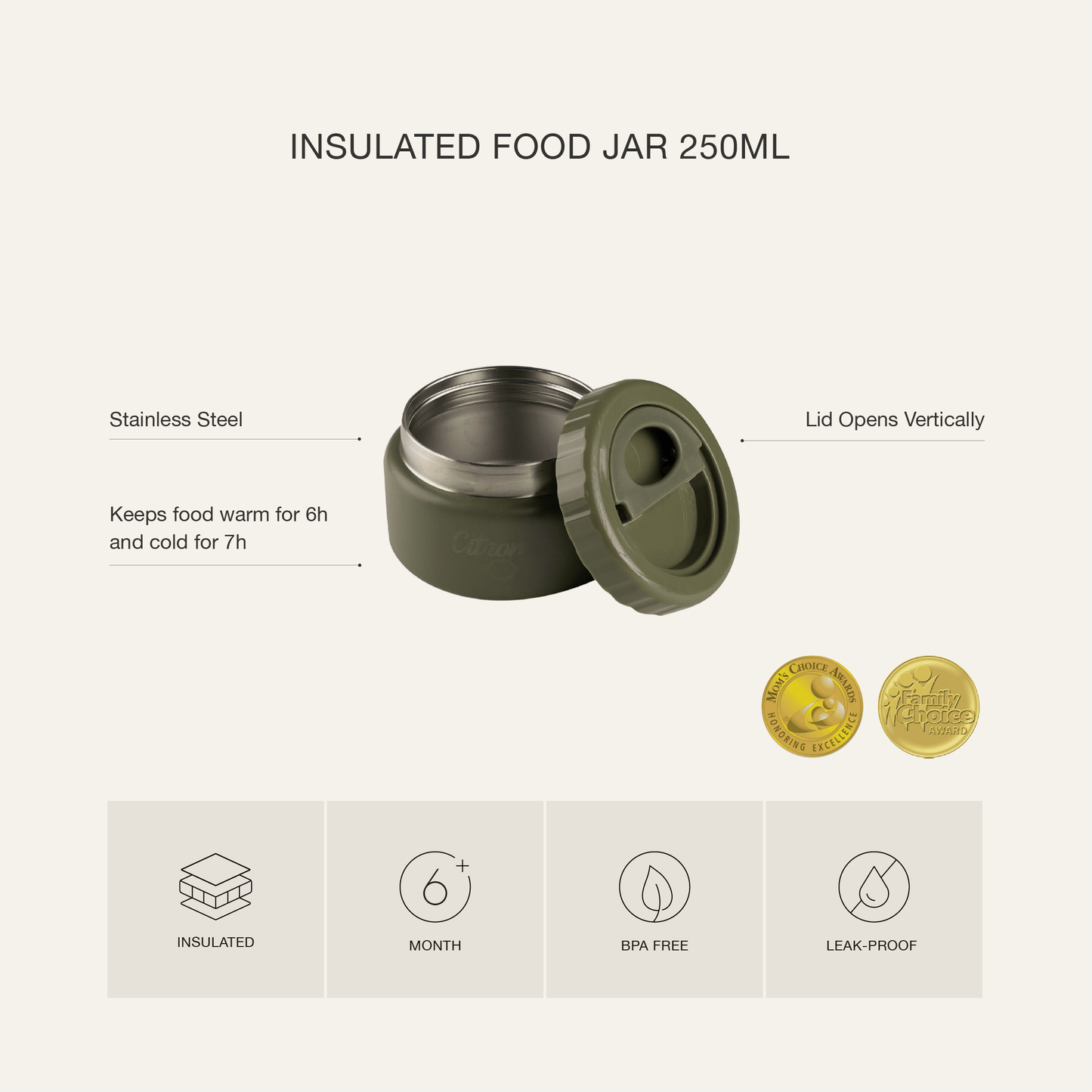 Small Thermal Food Jar - 250ml - Black