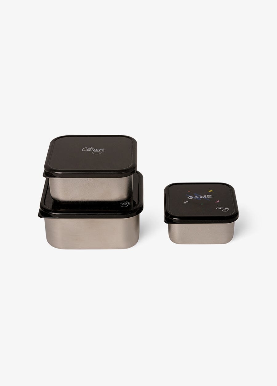 Stackable Stainless steel Lunchbox - Set of 3 - Gaming