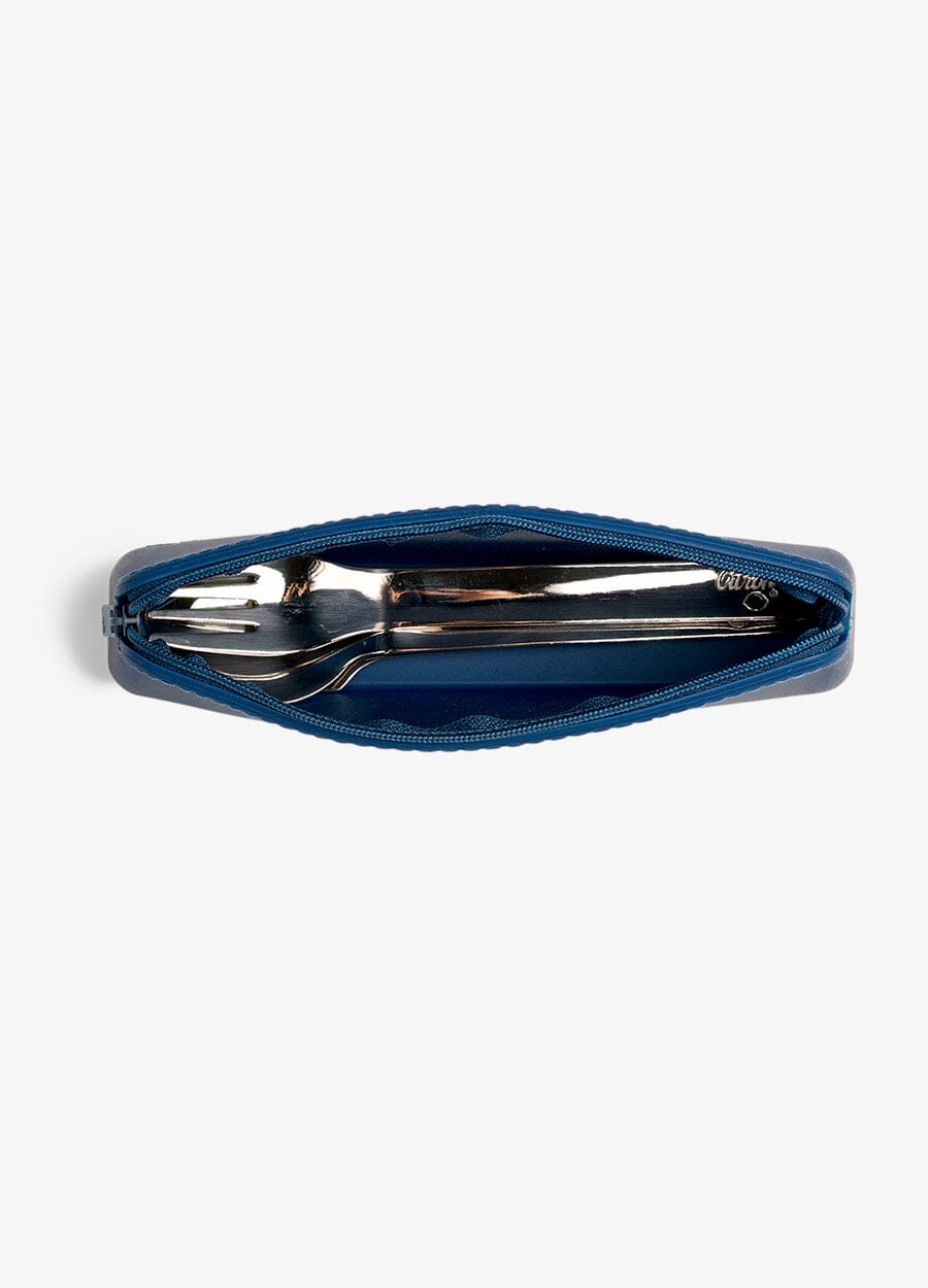 Stainless Steel Cutlery with Pouch - Blue