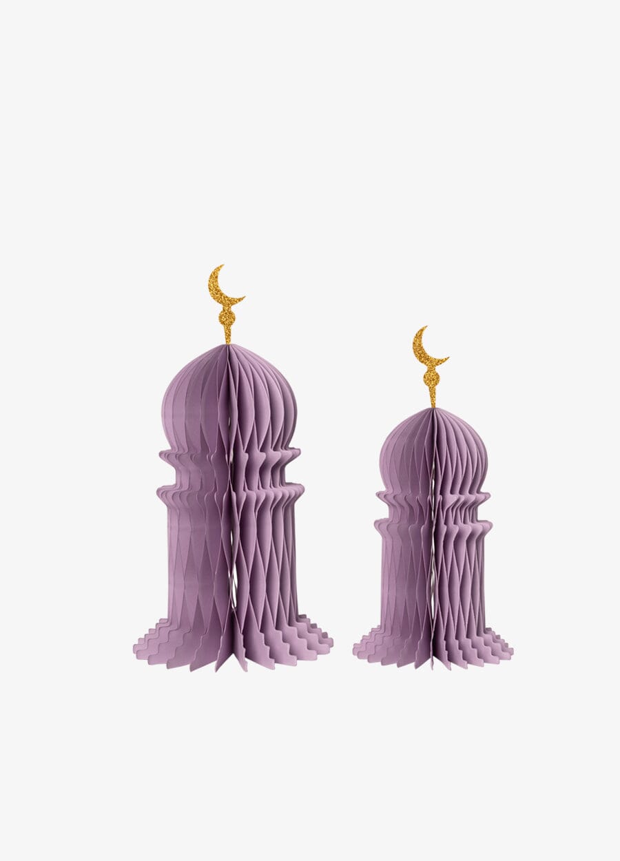 Masjid Honeycomb Paper Decoration Purple - Set of 2