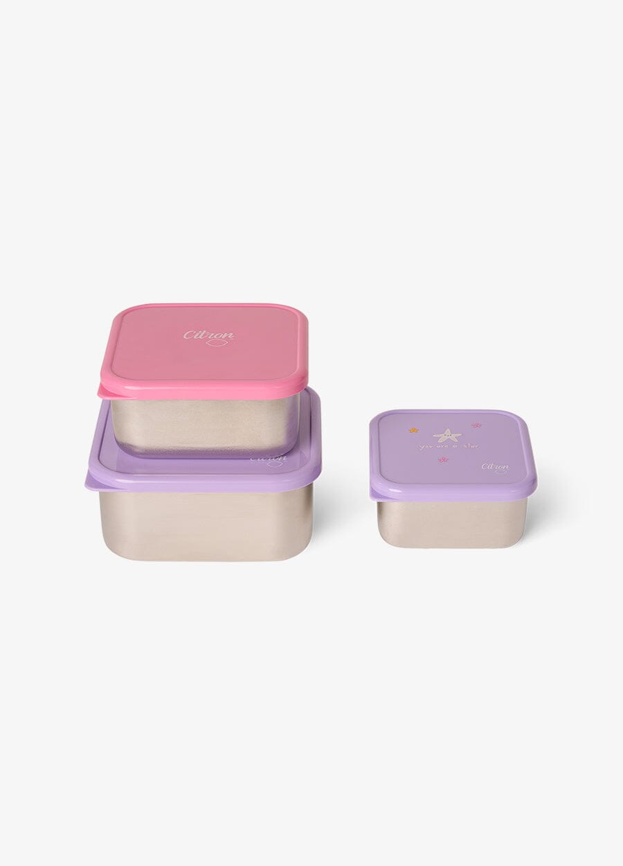 Stackable Stainless steel Lunchbox - Set of 3 - Mermaid