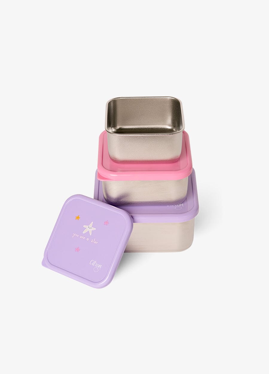 Stackable Stainless steel Lunchbox - Set of 3 - Mermaid
