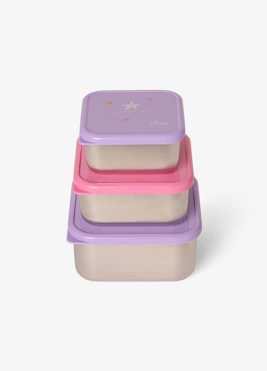 Stackable Stainless steel Lunchbox - Set of 3 - Mermaid