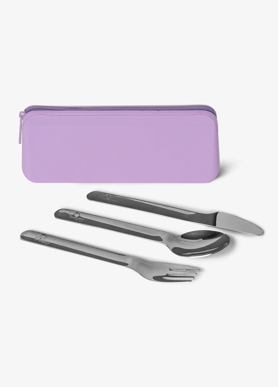 Stainless Steel Cutlery with Pouch - Purple