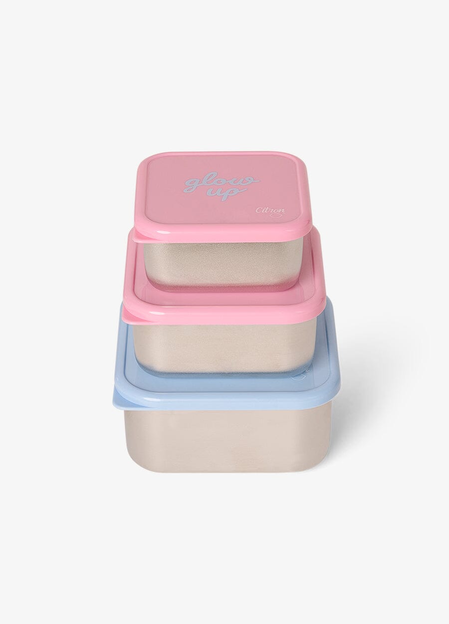 Stackable Stainless steel Lunchbox - Set of 3 - Glow Up