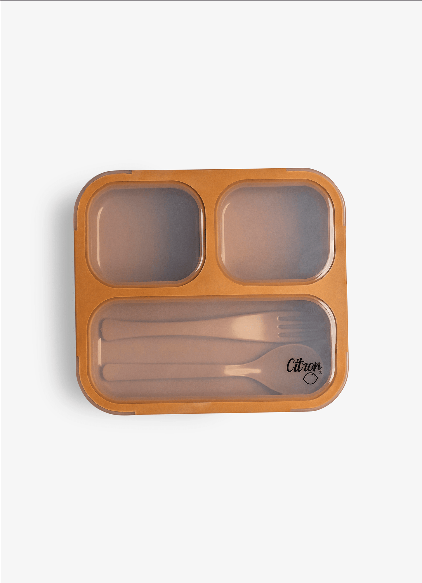Lunch Box with Fork & Spoon - Caramel