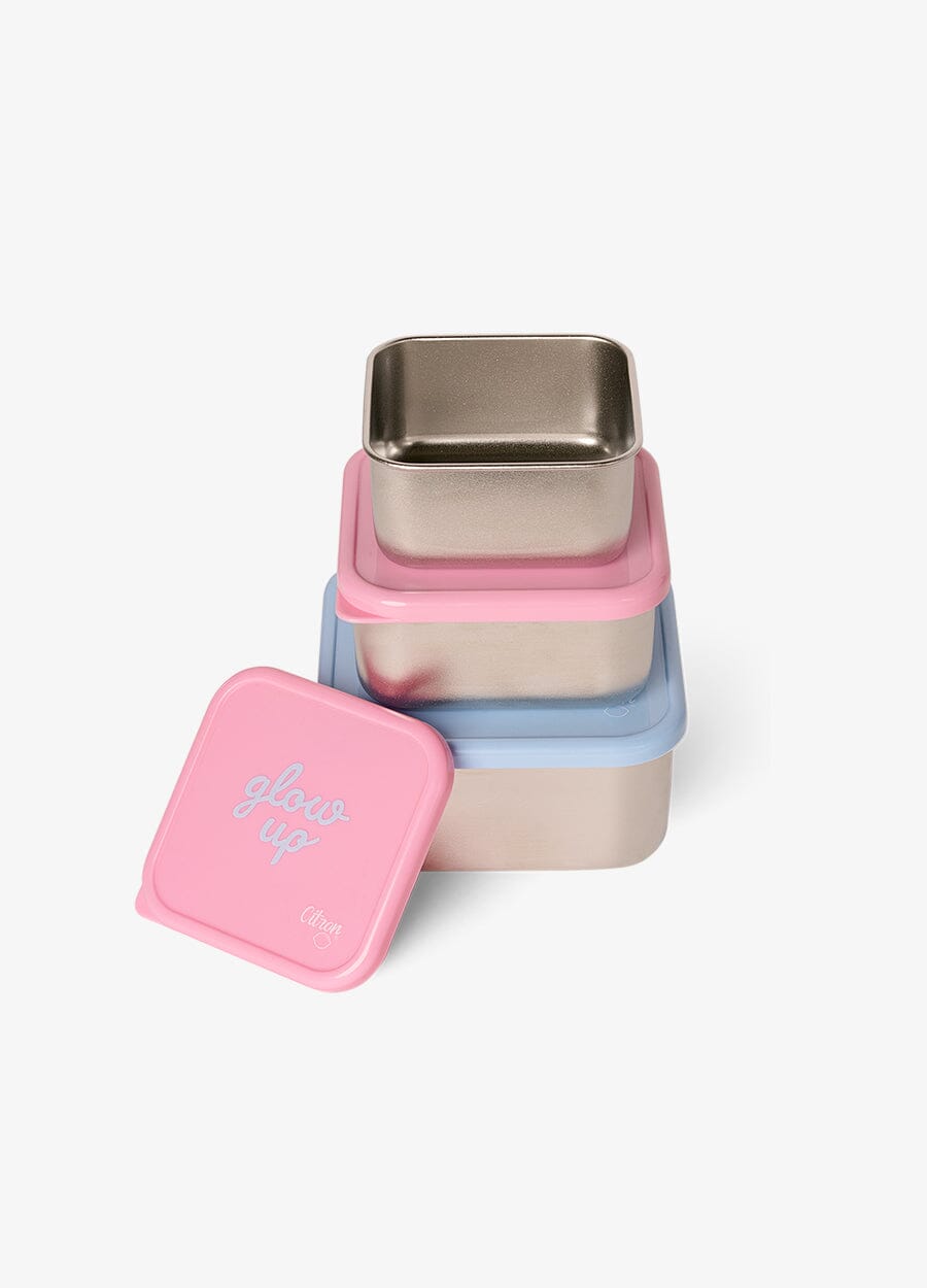 Stackable Stainless steel Lunchbox - Set of 3 - Glow Up
