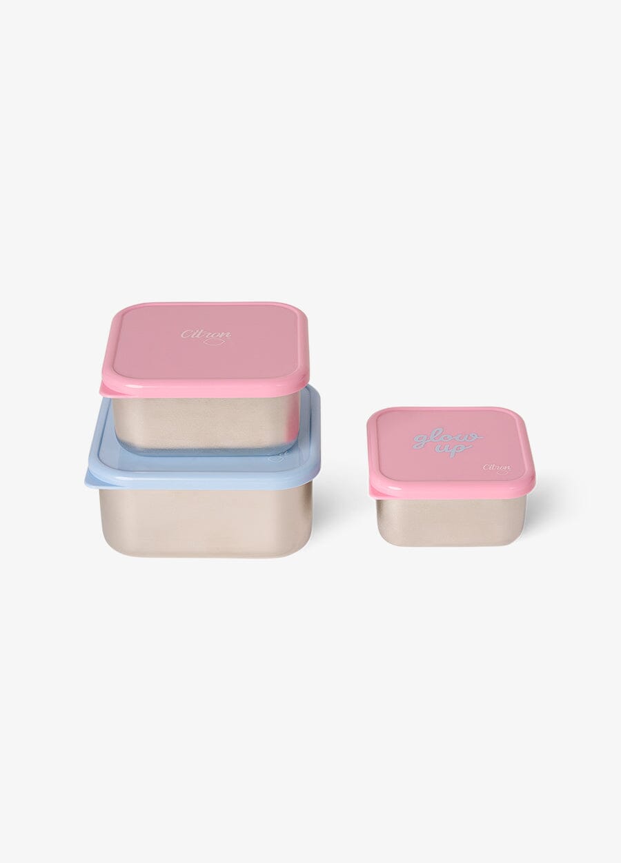 Stackable Stainless steel Lunchbox - Set of 3 - Glow Up