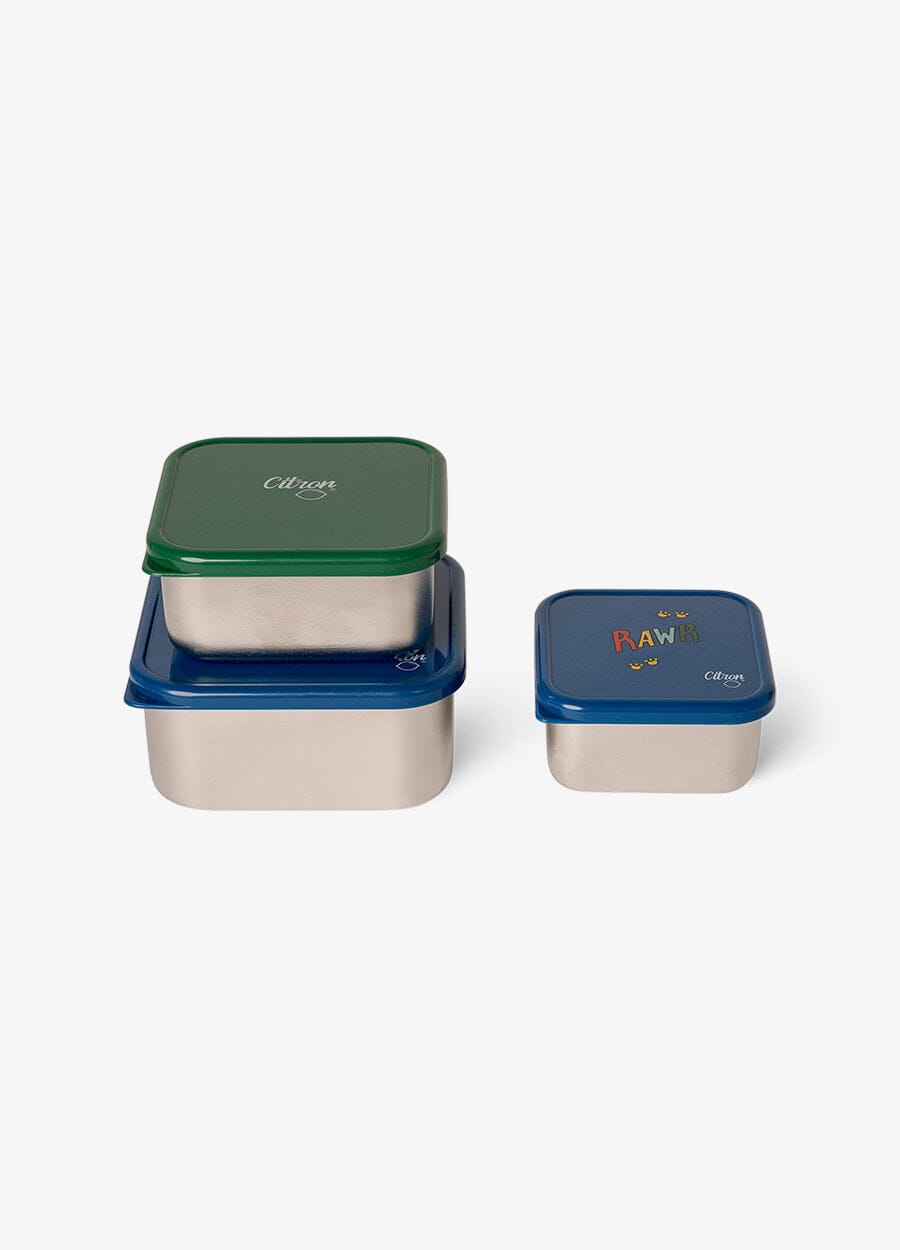 Stackable Stainless steel Lunchbox - Set of 3 - Dino