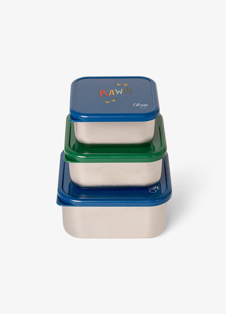 Stackable Stainless steel Lunchbox - Set of 3 - Dino