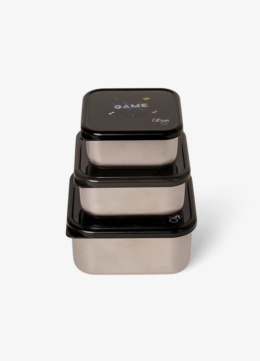 Stackable Stainless steel Lunchbox - Set of 3 - Gaming
