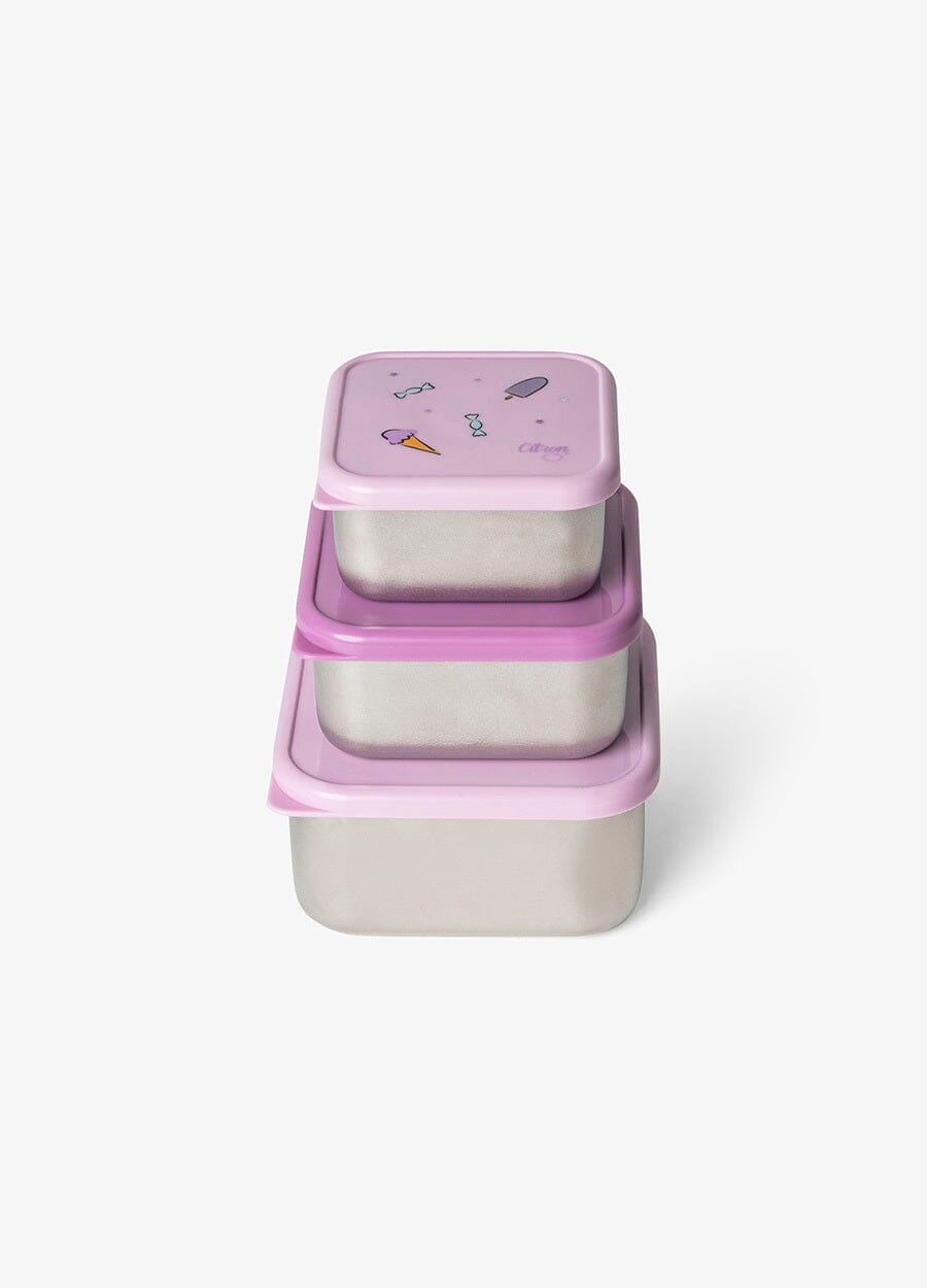 Stackable Stainless steel Lunchbox - Set of 3 - Stormy Unicorn