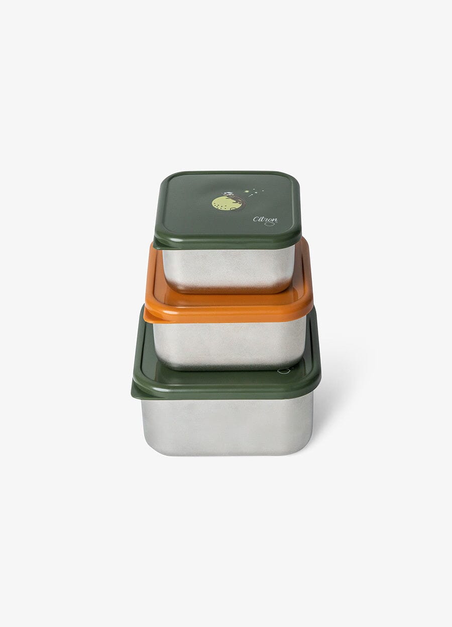 Stackable Stainless steel Lunchbox - Set of 3 - Tiger
