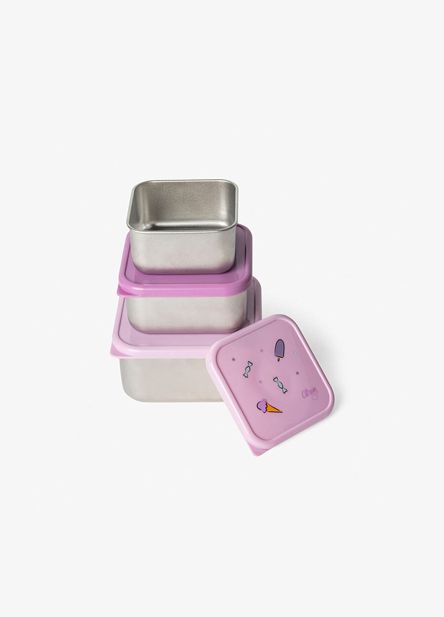 Stackable Stainless steel Lunchbox - Set of 3 - Stormy Unicorn