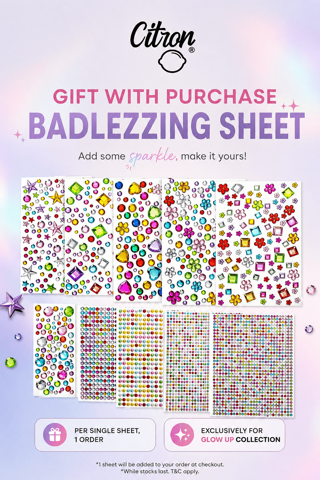 🎁 Glow Up Bedazzling Sticker Sheet (100% off)