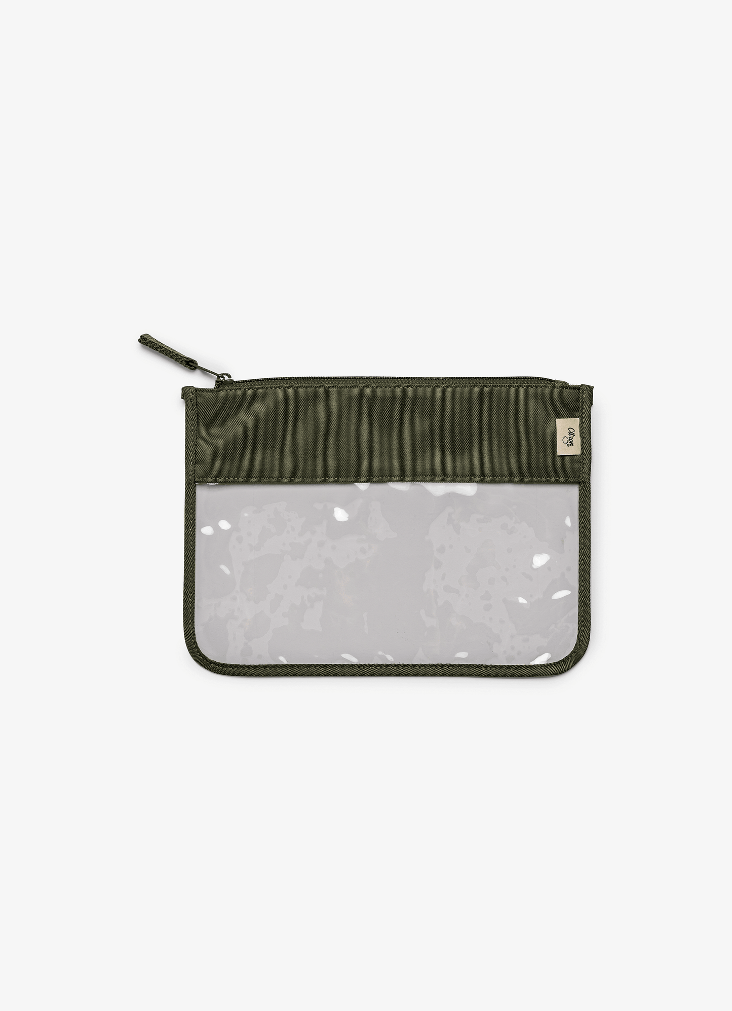 Clear Zipper Pouch - Large - Green