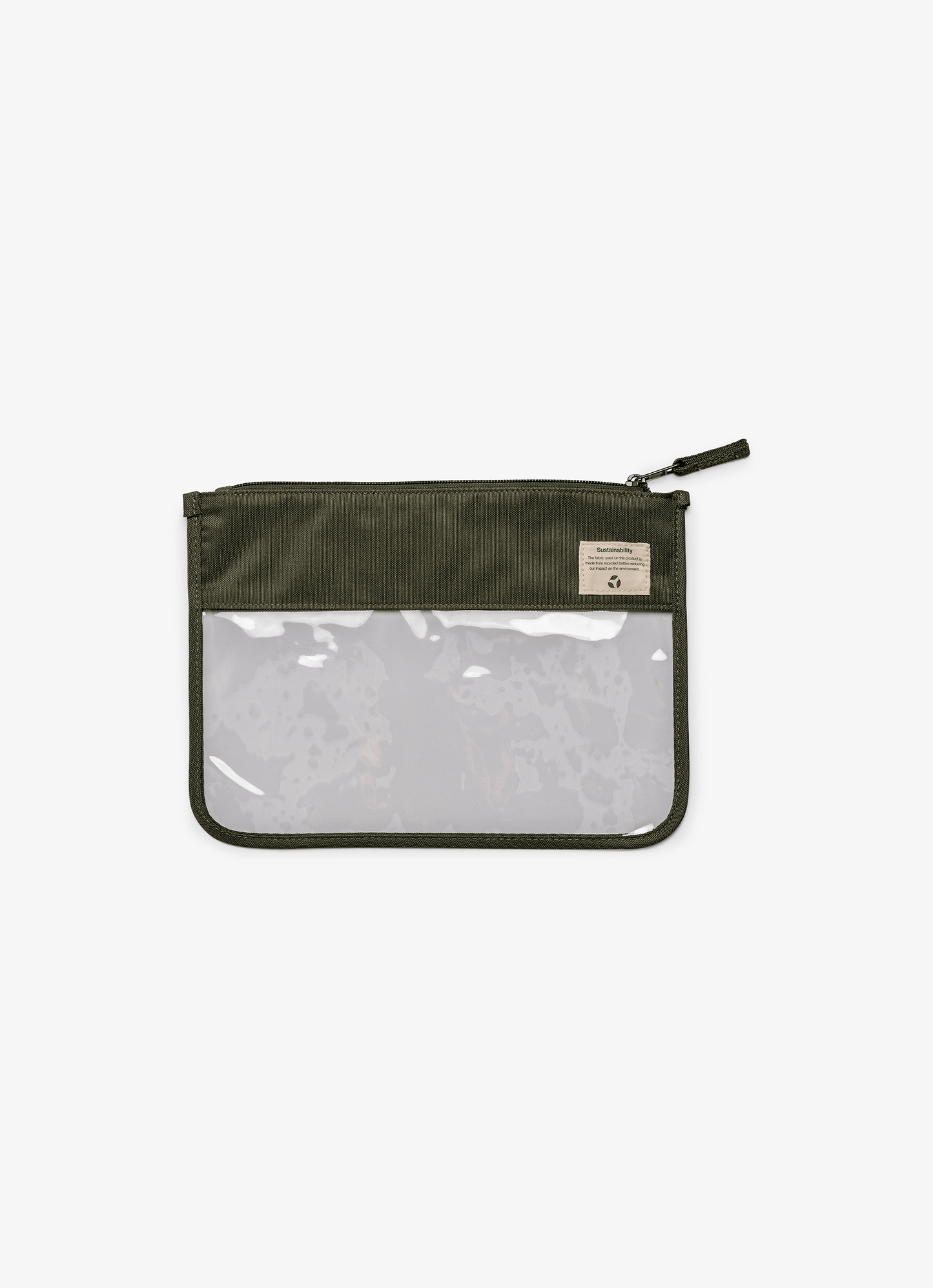Clear Zipper Pouch - Large - Green