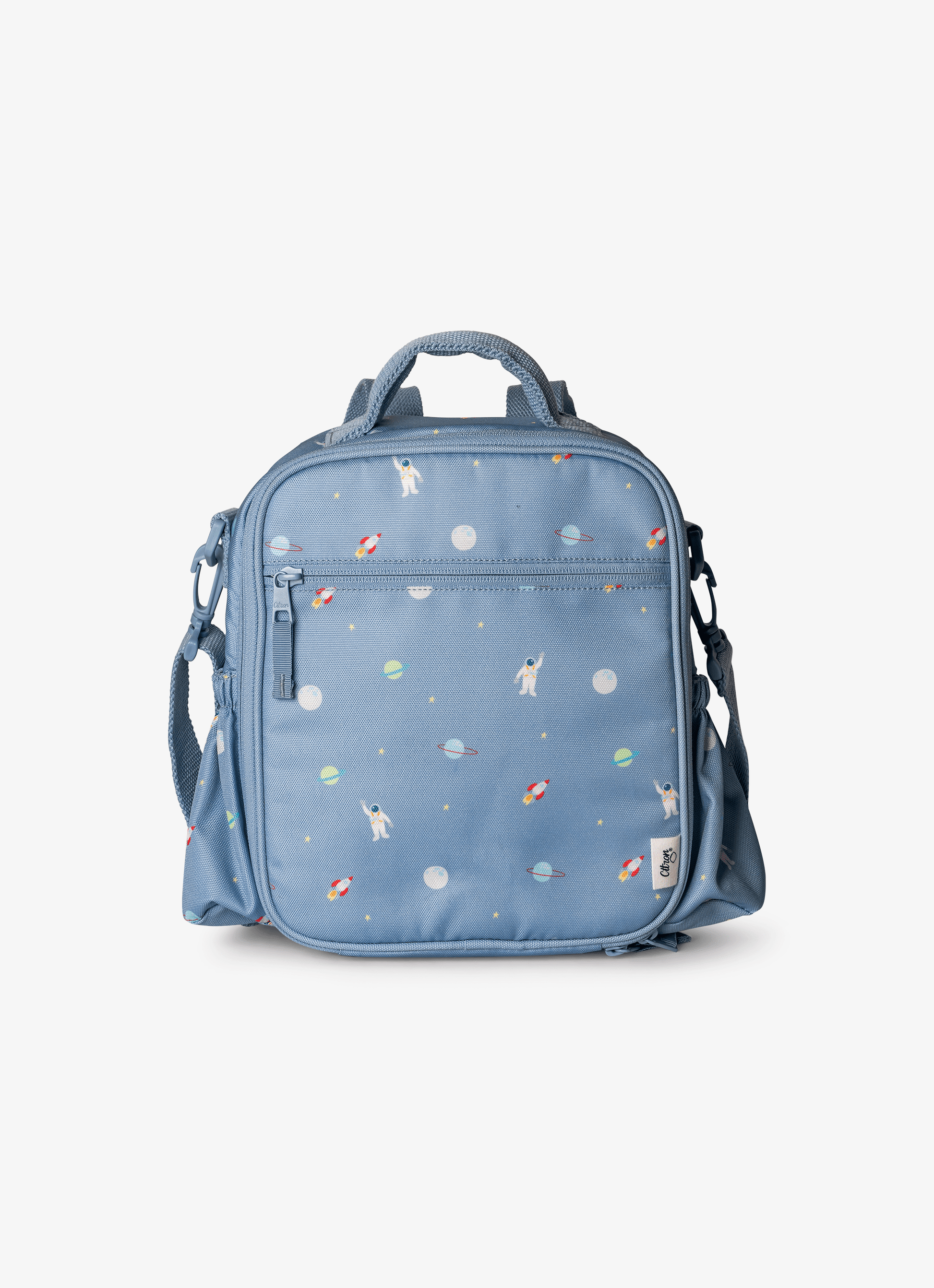 Insulated Lunch Bag Backpack Spaceship Dusty Blue Citron