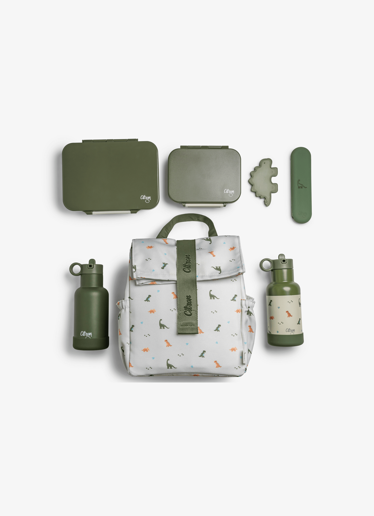 Insulated Roll-up Lunch Bag - Dino Green