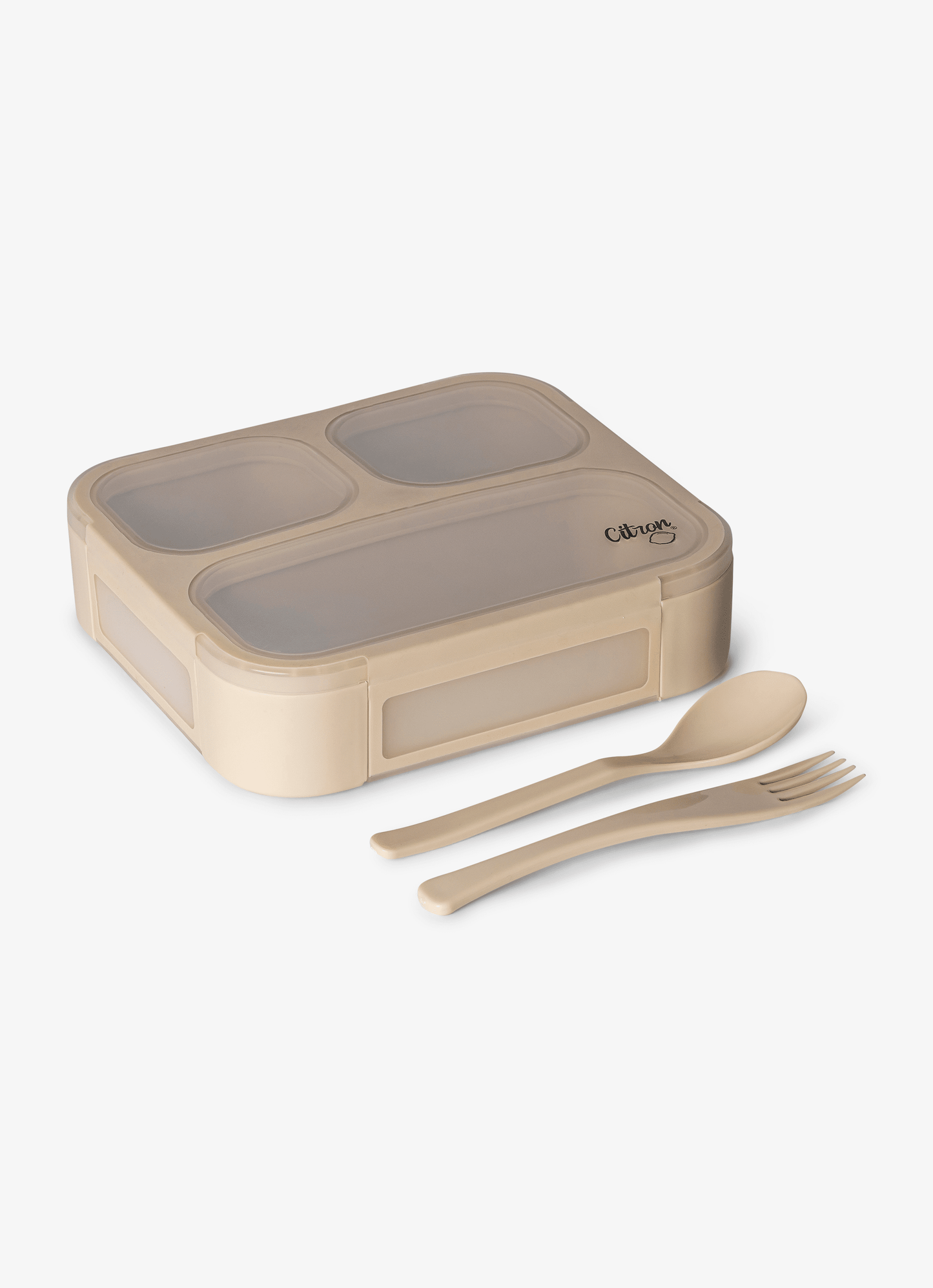 Lunch Box with Fork & Spoon - Beige