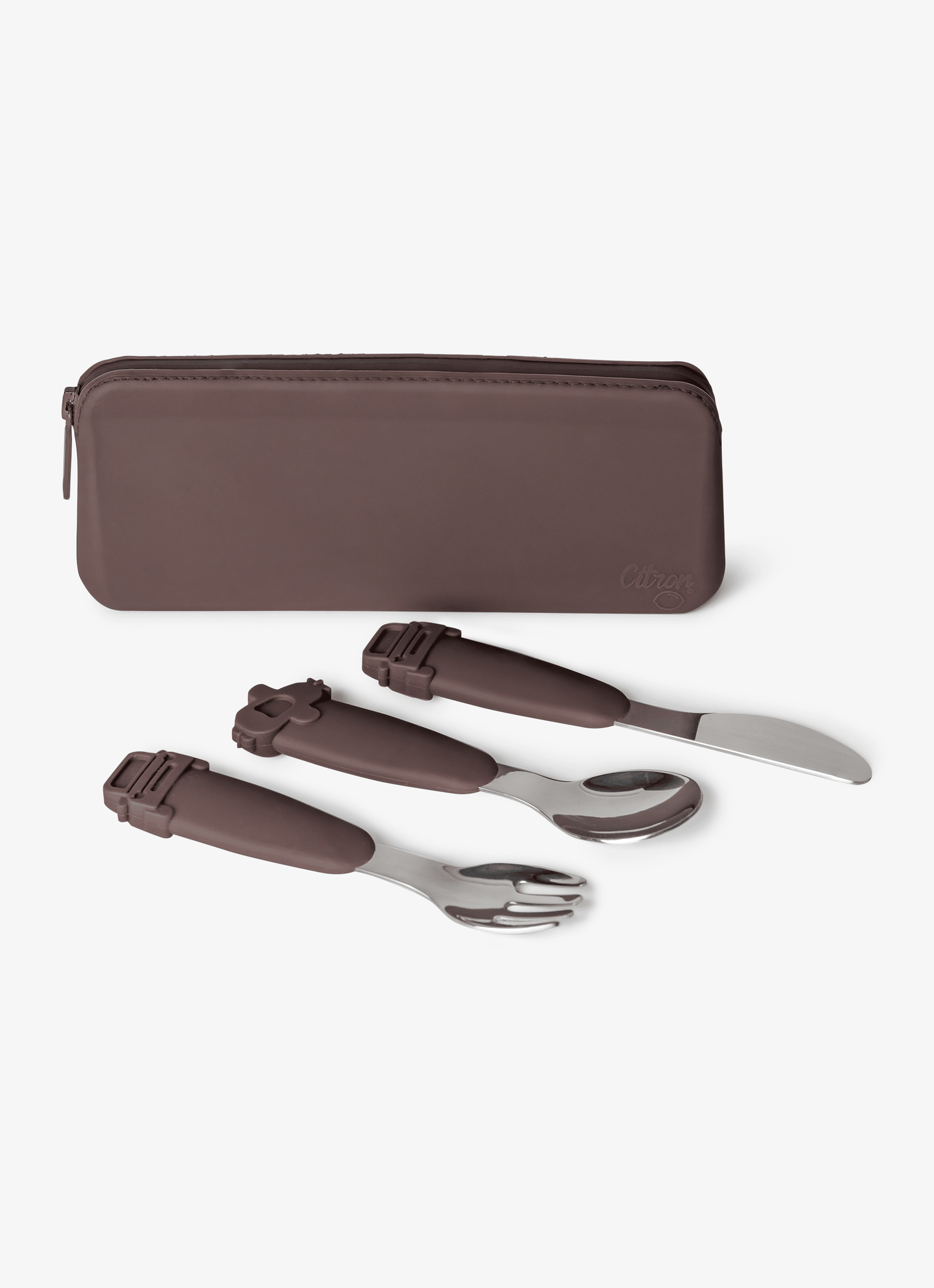 Silicone Cutlery Set with Pouch - Vehicles - Plum