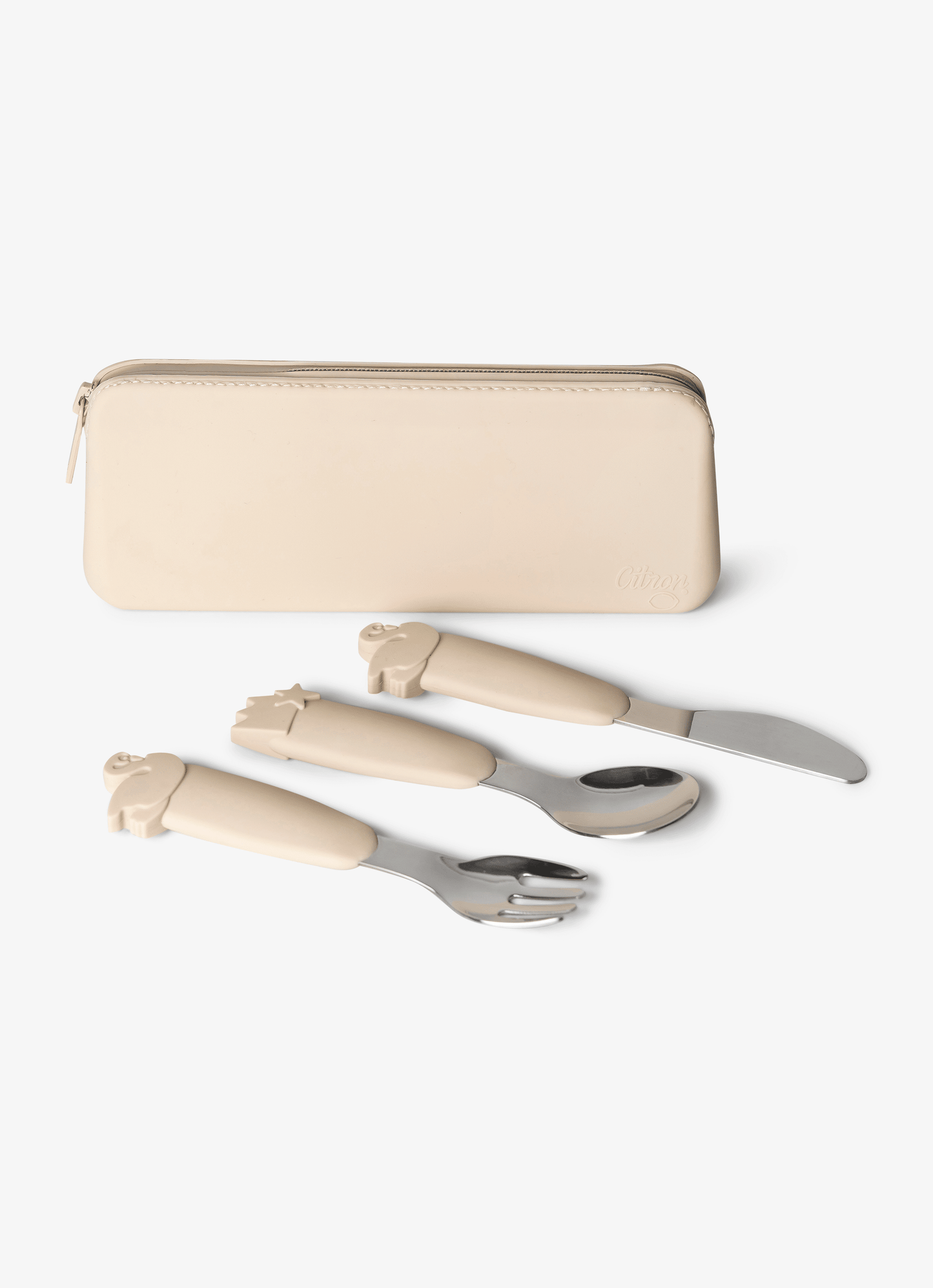 Silicone Cutlery Set with Pouch - Ballerina - Beige