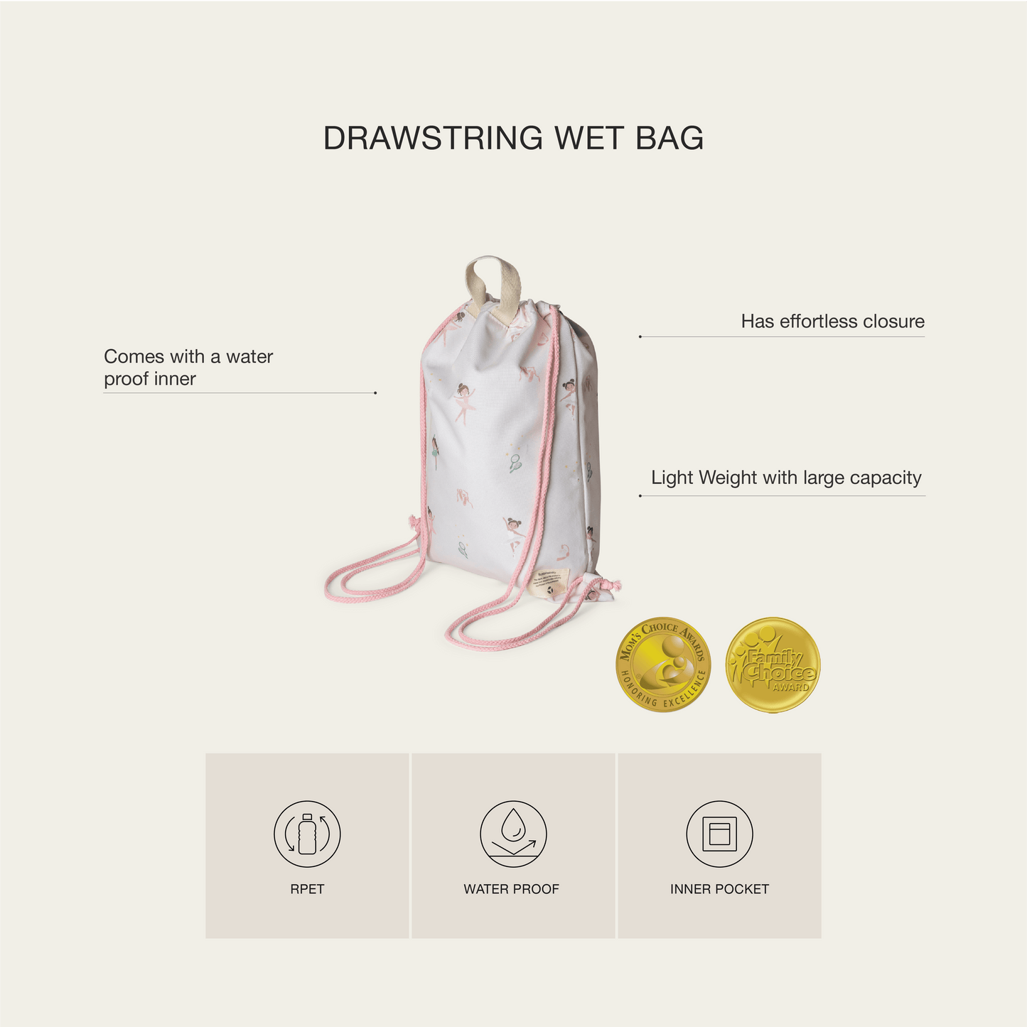 Drawstring Wet Bag - Ballerina