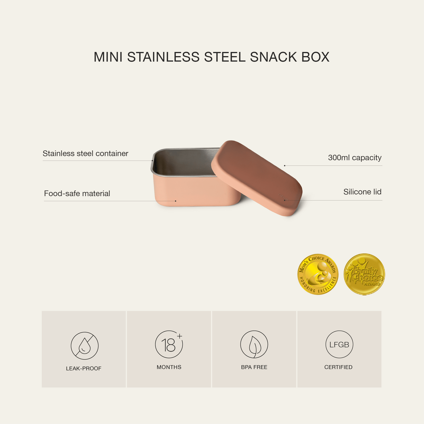 Mini Stainless Steel snack box - Blush Pink