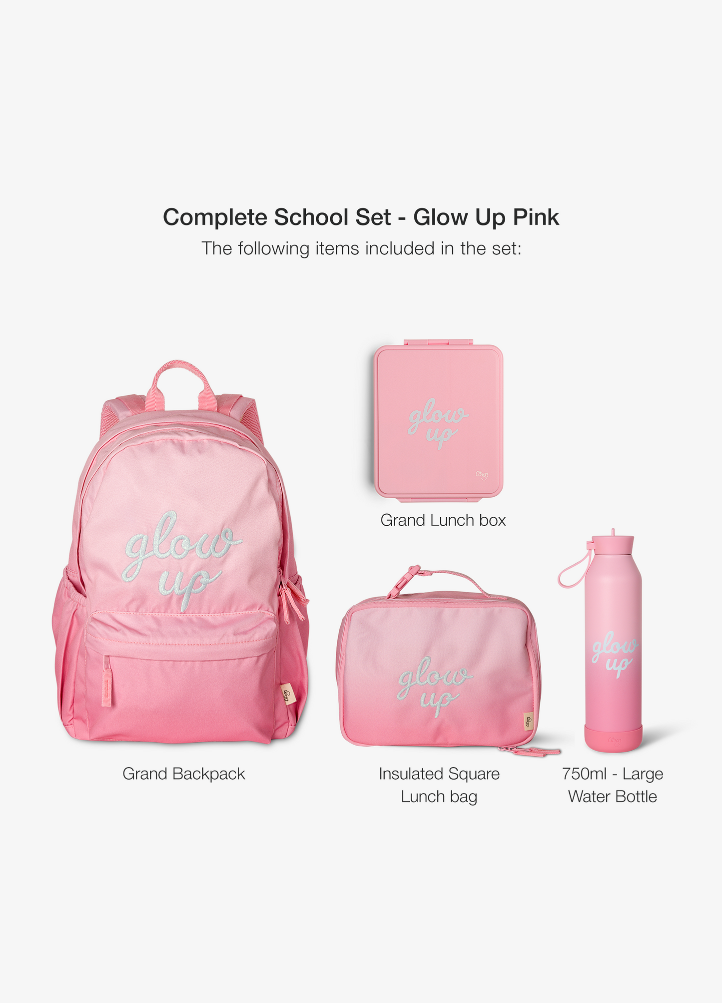 Complete school set - Set of 4 - Pink Glow Up