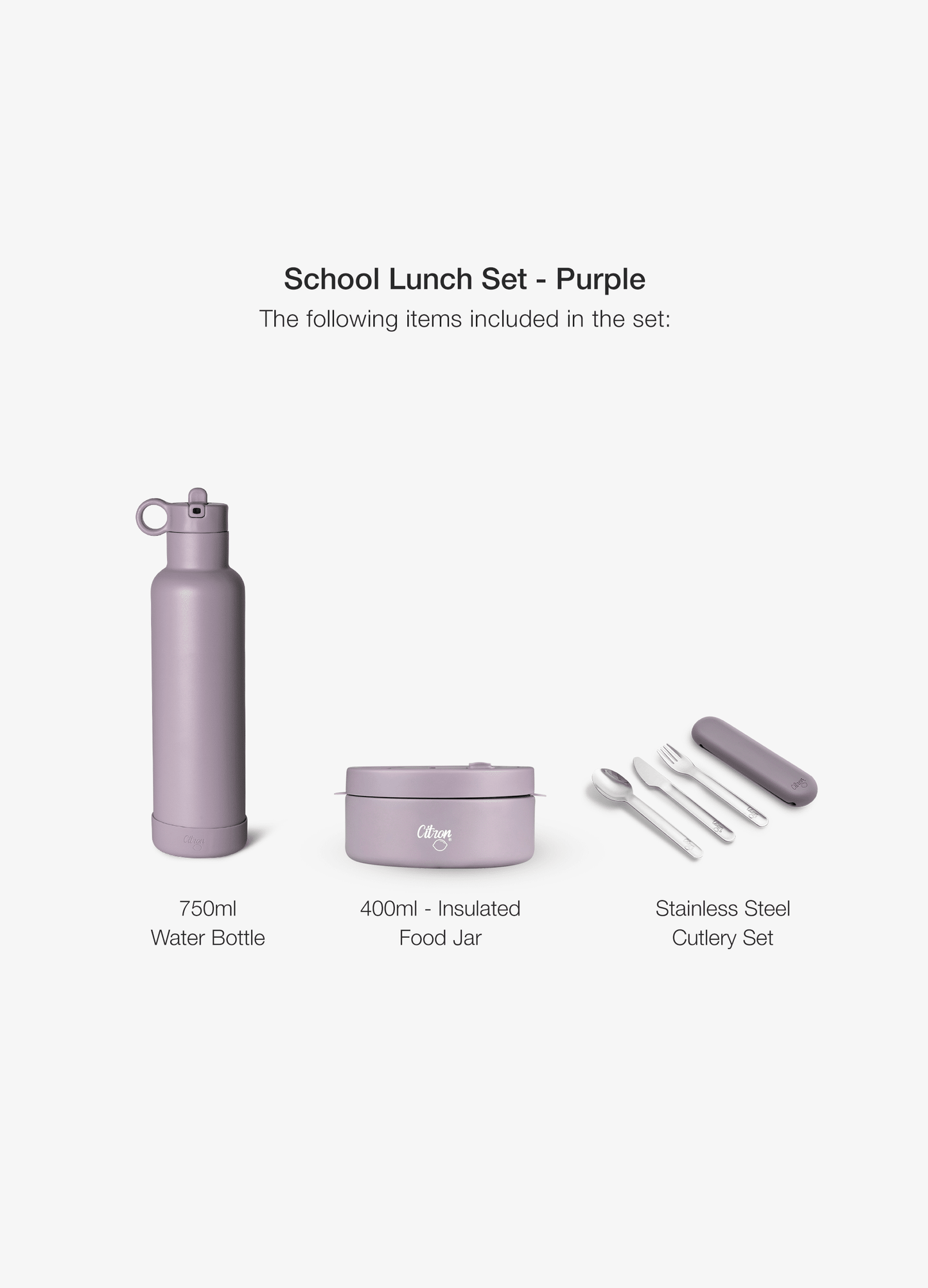 School lunch Set - Set of 3 - Purple