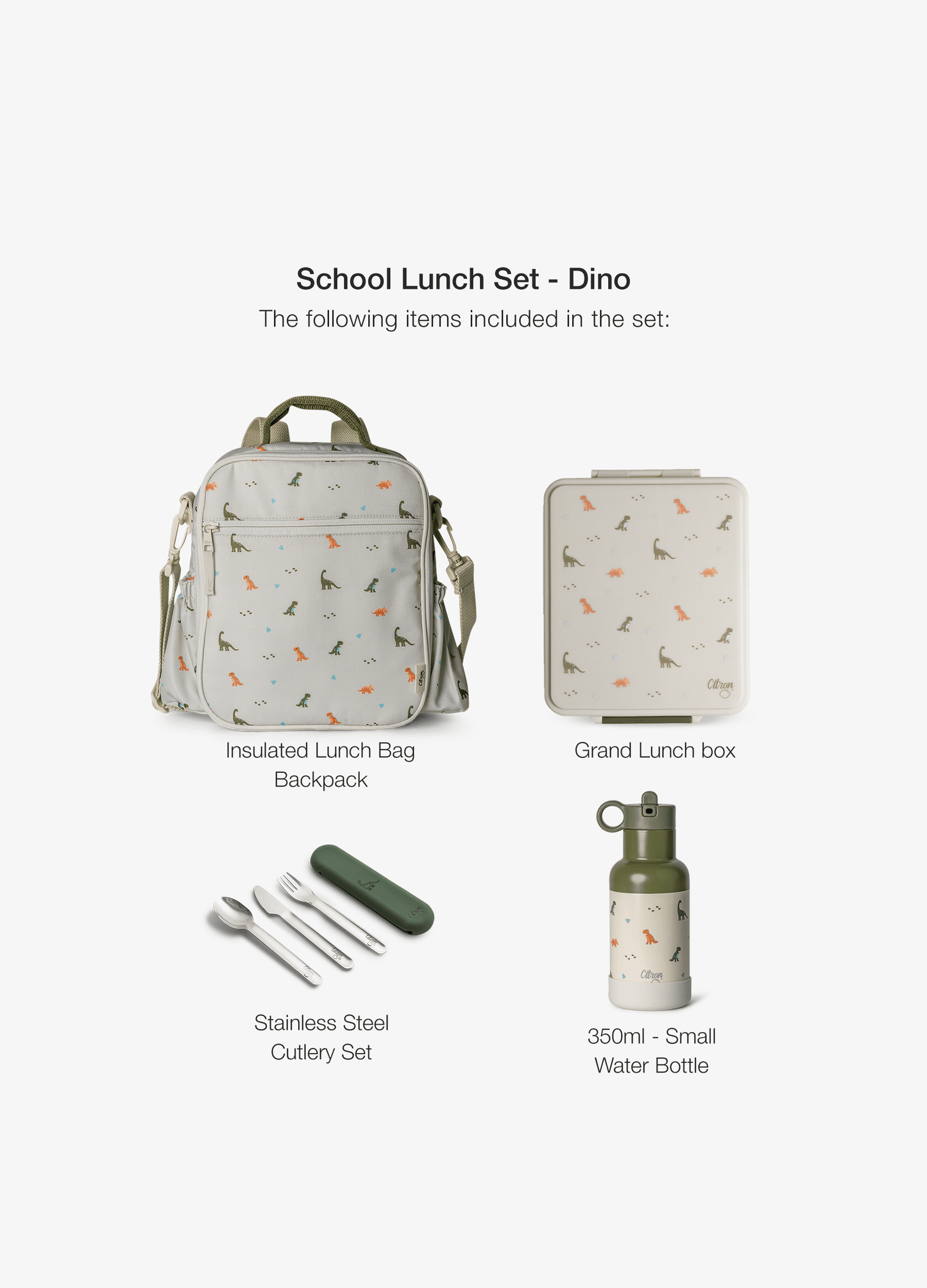 School Lunch Set - Set of 4 - Dino