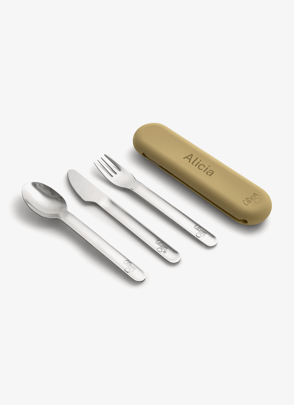 Stainless Steel Cutlery Set - Yellow + Case