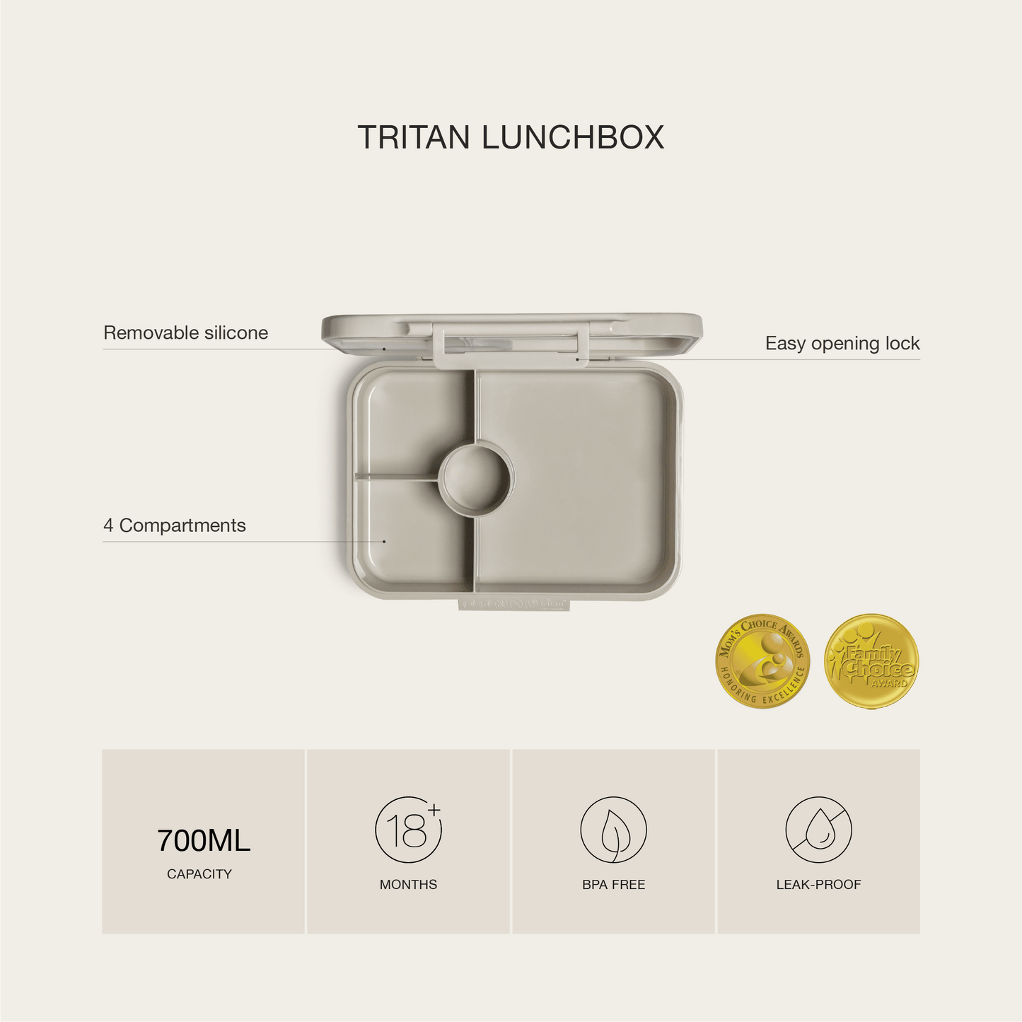 Tritan Lunch Box - 4 Compartments - Ballerina
