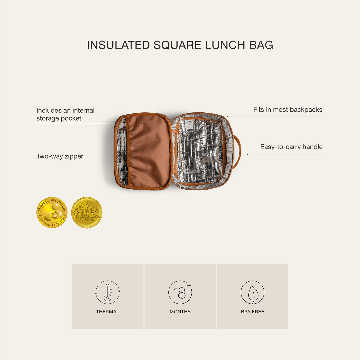 Insulated Square Lunch bag - Tiger
