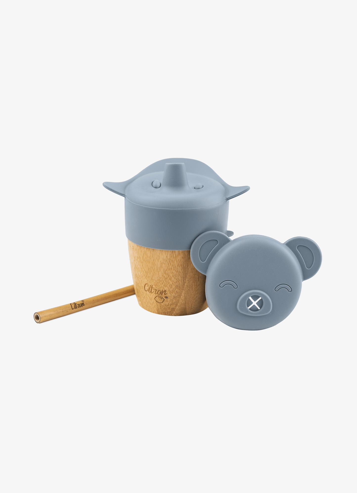 Bamboo Cup - lid and straw - Dusty Blue