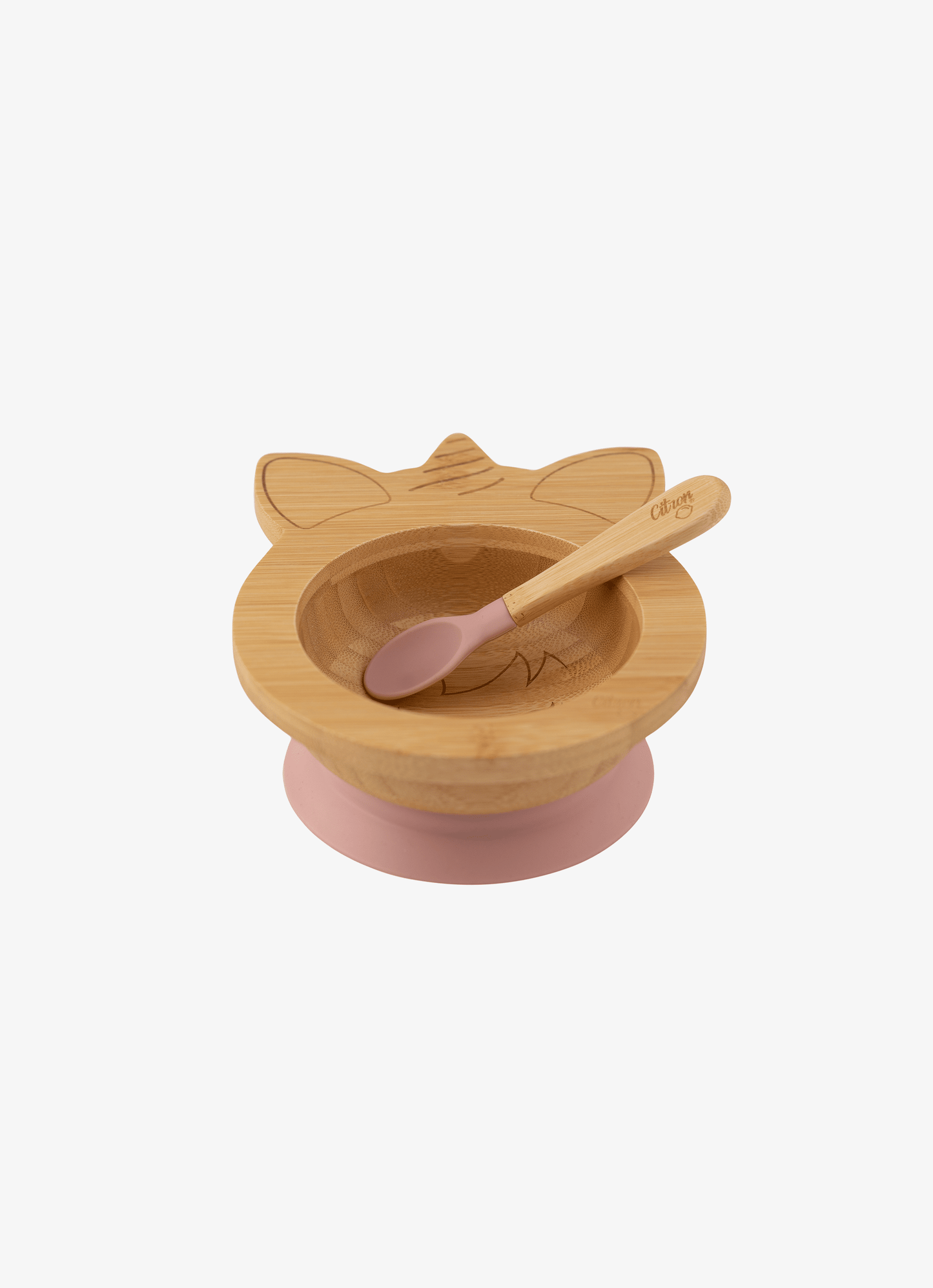 Bamboo Bowl & spoon - Unicorn Blush Pink + with suction