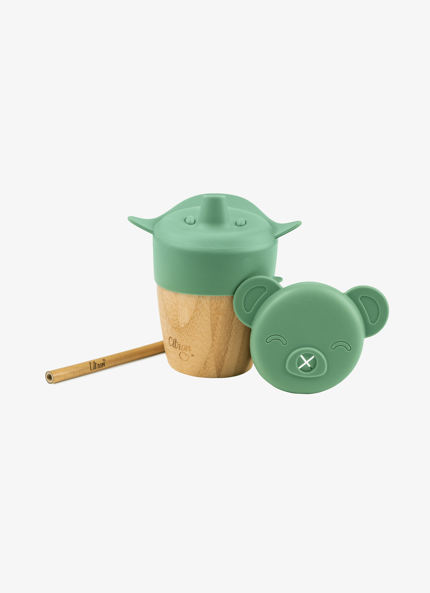 Bamboo Cup - lid and straw - Green
