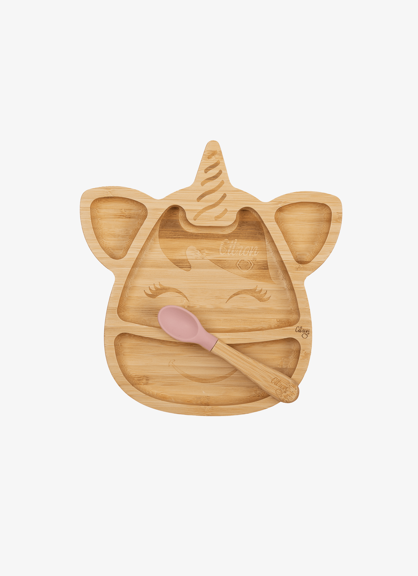 Bamboo Plate and spoon - Unicorn + with Suction
